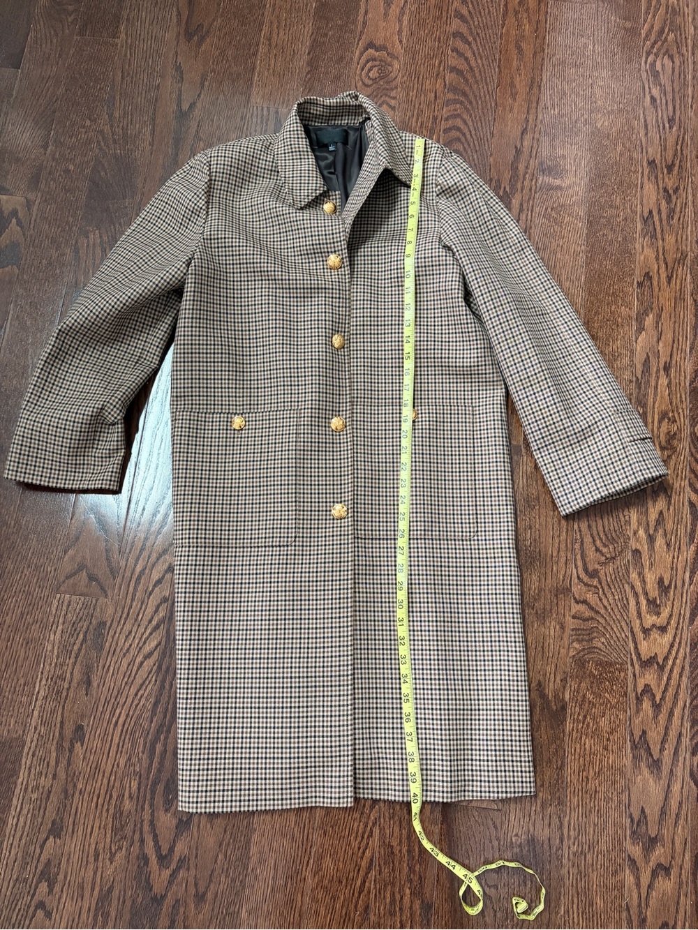 Nili Lotan Brown and Black Houndstooth Single-Breasted Trench Coat - Picture 4 of 7
